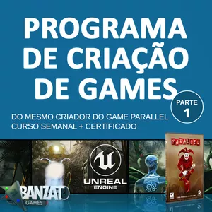Imagem do curso Programa de criação de games - Parte 1 - do mesmo criador do game Parallel - aulas semanais + tira dúvidas