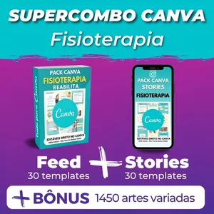 Imagem principal do produto Canva Supercombo Fisioterapia Feed + Stories +Kits Bônus +1000 artes