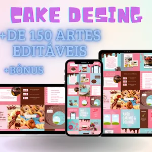 Imagem de capa para o Curso online PACK ARTES EDITÁVEIS CANVA CAKE DESING