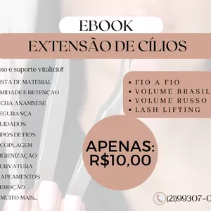 Imagem de capa para o Ebook Ebook Extensão de cílios 4 técnicas (editáveis)