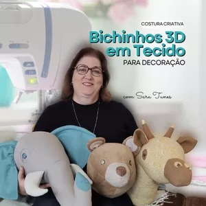 Imagem de capa para o Curso online Costura Criativa - Bichinhos 3D em Tecido para Decoração