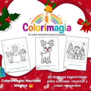 Imagen de portada para Ebook 🎅 Colorimagia: Navidad Mágica | 25 láminas imprimibles para colorear, recortar y crear recuerdos