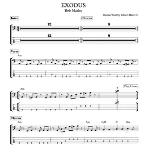 Cover image for Online course EXODUS (Bob Marley) Bass Score &amp; Tab Lesson