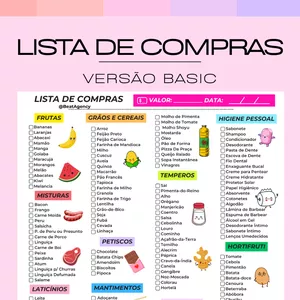 Imagem de capa para o Ebook Lista de Compras por Categoria + CheckBox (PDF Imprimível) - Versão Básica