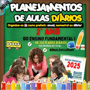 Imagem de capa para o Ebook PLANEJAMENTOS DE AULAS - 2º ANO DO ENSINO FUNDAMENTAL I 📚⭐✏🎉