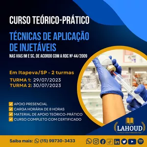 Imagem de capa para o Evento presencial Curso de Técnicas de Aplicação de Injetáveis