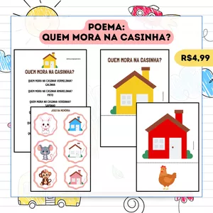 Imagem de capa para o Ebook 🏠 Poema: Quem Mora na Casinha? – Leitura, Imaginação e Jogo!
