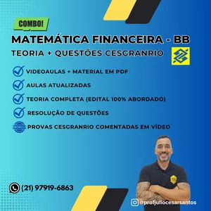 Planilha Combo 2 - BB (Teoria de Matemática Financeira + Questões de Matemática Financeira Cesgranrio)