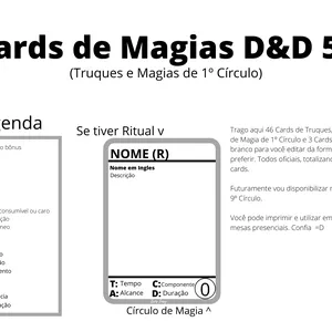 Imagem de capa para o Ebook Cards de Magia D&amp;D (Truques e N1º)