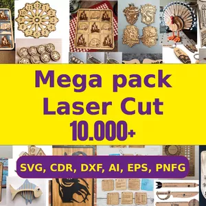Cover image for Online course Ultimate Laser Crafting Collection: 10K Engraving &amp; Cutting Bundle - SVG, DXF Files for 3D and 2D CNC Projects | Mega pack laser cut