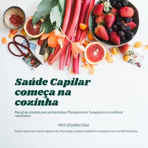 Imagem de capa para o Ebook Saúde Capilar Começa na Cozinha: O Guia Completo de Receitas Alcalinas Para Parar a Queda de Cabelo e Recuperar Fios Vivos