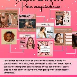 Imagem de capa para o Curso online PACK CANVA COM 25 TEMPLATES PARA MAQUIADORAS