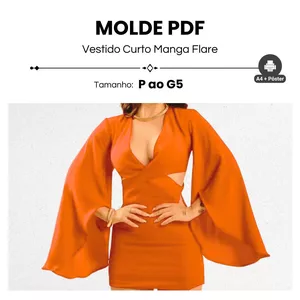 Imagem de capa para o Ebook MOLDE VESTIDO CURTO MANGA FLARE