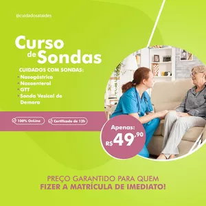 Imagem de capa para o Curso online Cuidados com Sondas