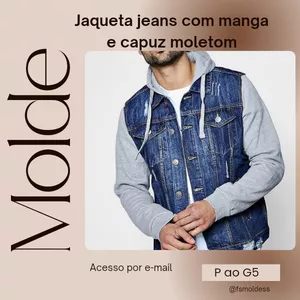 Imagem de capa para o Ebook Molde jaqueta jeans com manga e capuz moletom 