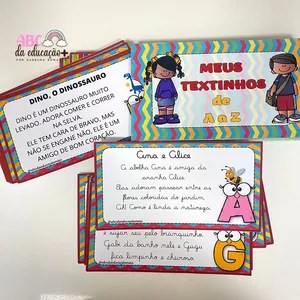 Imagem de capa para o Ebook Fichas de leitura “textos de A a Z”- Letra cursiva e bastão