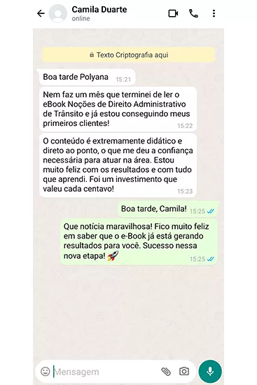 feedback cliente no WhatsApp