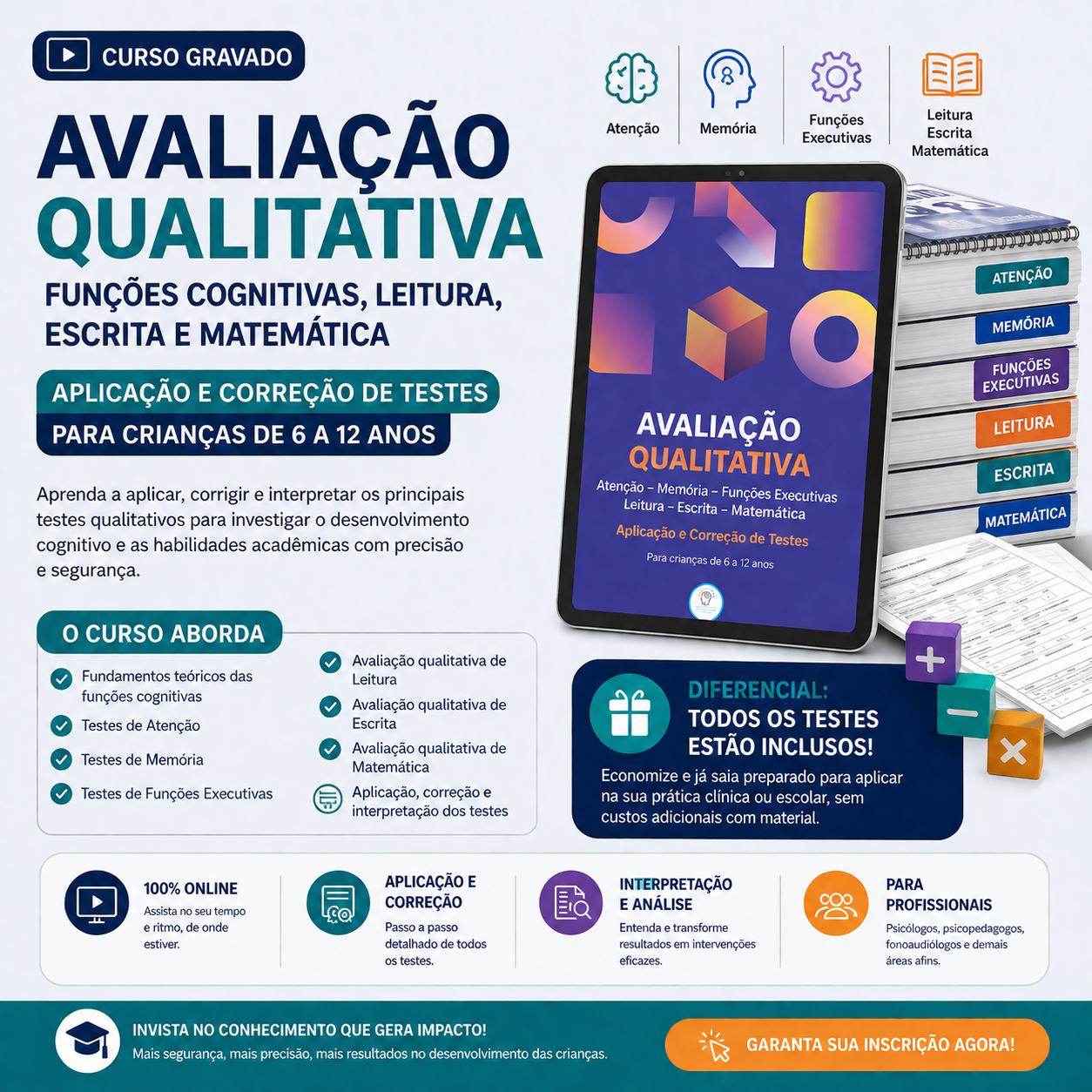 Curso Curso Avaliação Qualitativa Funções Cognitivas e Leitura, Escrita e Matemática 