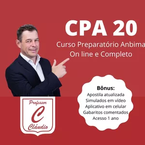 Imagem principal do produto CURSO CPA 20 - ANBIMA - Curso Completo