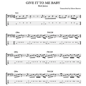 Give It To Me Baby Rick James Bass Transcription Score Tab Lesson Edson Renato Vitti Barreto Hotmart
