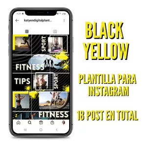 Imagem principal do produto Black Yellow Plantillas editables en Canva