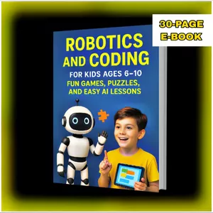 Cover image for Ebook Robotics and Coding for Kids Ages 6-10: Fun Games, Puzzles, and Easy AI Lessons - 30-Pages