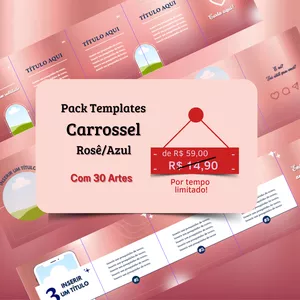 Imagem de capa para o Ebook Pack Template Carrossel Rosê-Azul