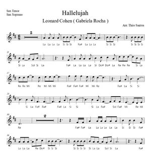 Imagem de capa para o Curso online 🎼 Hallelujah ( Gabriela Rocha )  Sax Tenor e Sax Soprano  - Partitura Fácil + Playback