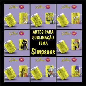 Imagem de capa para o Curso online ARTES PARA CANECAS TEMA SIMPSONS + Gabaritos de impressão em canecas de porcelana e polímero + Manual de sublimação + Brinde: Pack de artes Hard Rock