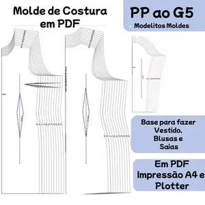 Imagem de capa para o Ebook molde base para vestidos pp ao g5