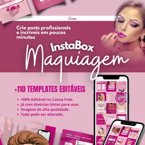 Imagem de capa para o Curso online CANVA PACK MAQUIAGEM | +110 Templates 