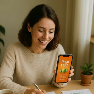 Imagem de capa para o Ebook 🍎 E-book Peso Feliz + 12 Ferramentas para Emagrecimento Saudável e Consciente! 🔍