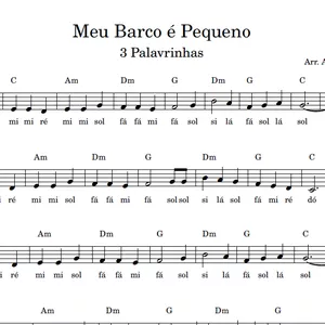Imagem de capa para o Ebook Meu Barco é Pequeno (3 Palavrinhas) - Partitura Facilitada em Dó Maior