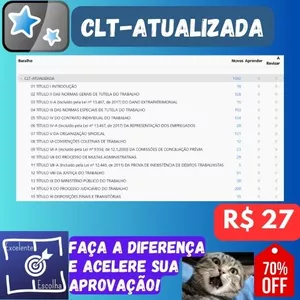 Imagem de capa para o Curso online CLT Atualizada - Cartões de Memória Anki - Excelente Escolha