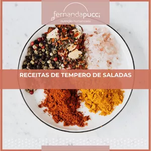 Imagem de capa para o Ebook Receitas de Tempero de Saladas - Fernanda Pucci Nutrição Humanizada