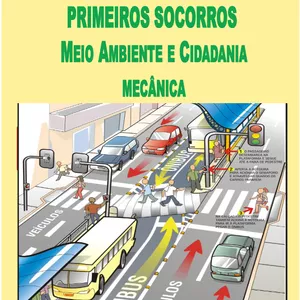 Imagem de capa para o Ebook Apostila de legislação de trânsito, direção defensiva, primeiros socorros, meio ambiente e cidadania, e mecânica