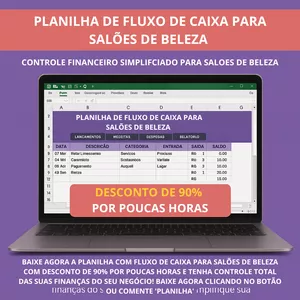 Imagem de capa para o Ebook Planilha De Fluxo De Caixa Para Salão De Beleza