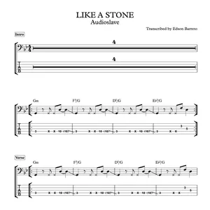Cover image for Ebook LIKE A STONE (Audioslave) Bass Transcription, Score &amp; Tab Lesson