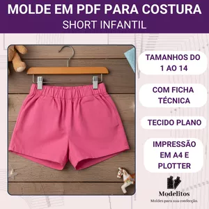 Imagem de capa para o Ebook Molde em PDF Short Infantil - 1 a 14 anos