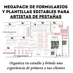 Imagen de portada para Curso online Megapack de Formularios y Plantillas para Artistas de Pestañas. Editables en Canva