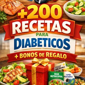Imagen de portada para Ebook +200 Recetas Saludables para Diabéticos + Bonos (Libro 100% Digital)