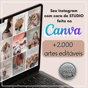 Imagem do curso PRIX Pack artes editáveis no Canva que transforma seu Instagram