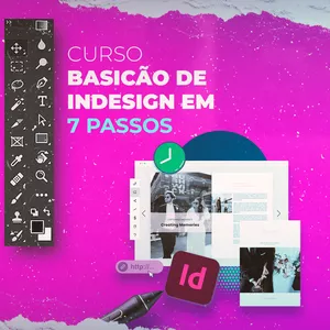 Imagem de capa para o Curso online Curso Basicão de Indesign em 7 passos
