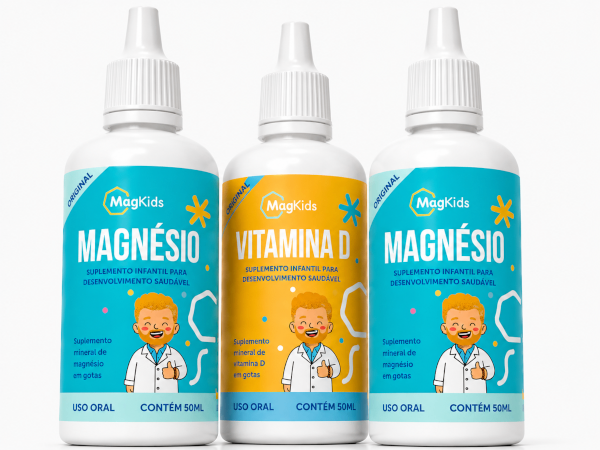 Kit 2 Magnésio 1 Vitamina D Gotas Kids