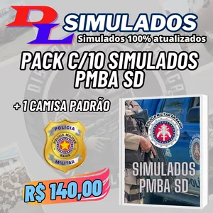 Imagem de Pacote C/10 Simulados PMBA Sd + Camisa Padrão criado por DL Simulados  na hotmart