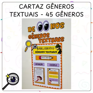 Imagem de capa para o Ebook Cartaz Gêneros Textuais - 45 Gêneros 