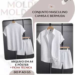 Imagem de capa para o Ebook Conjunto Masculino | Camisa e Bermuda - Molde em PDF