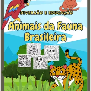 Imagem de capa para o Ebook Ebook - Animais da Fauna Brasileira para Colorir