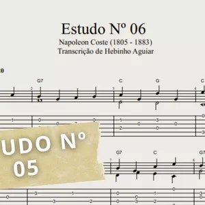 Imagem de capa para o Ebook Estudo Nº06 - Napoleon Coste: Transcrição p/ Violão Solo c/ Tablatura + Partitura + Cifra
