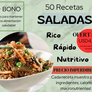 Imagen de portada para Curso online 50 Recetas Saludables SALADAS. Fácil, rápido y nutritivo! Más BONO!
